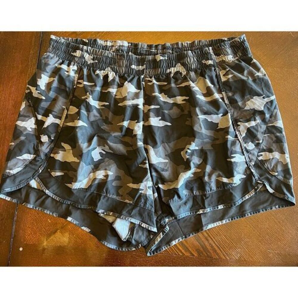 Athleta Printed Mesh Racer Run Short 4" Green‎ Camo Size 2XL